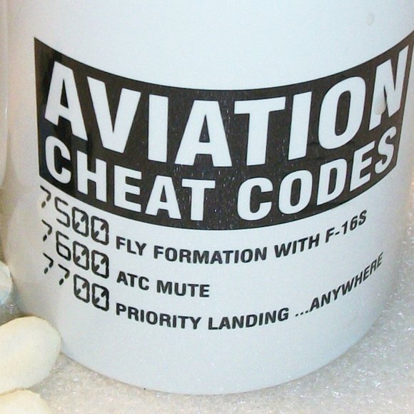 SOLD! AVIATION CHEAT CODES  Ceramic Coffee Mug NEW 11 oz Student White Black - Picture 3 of 6